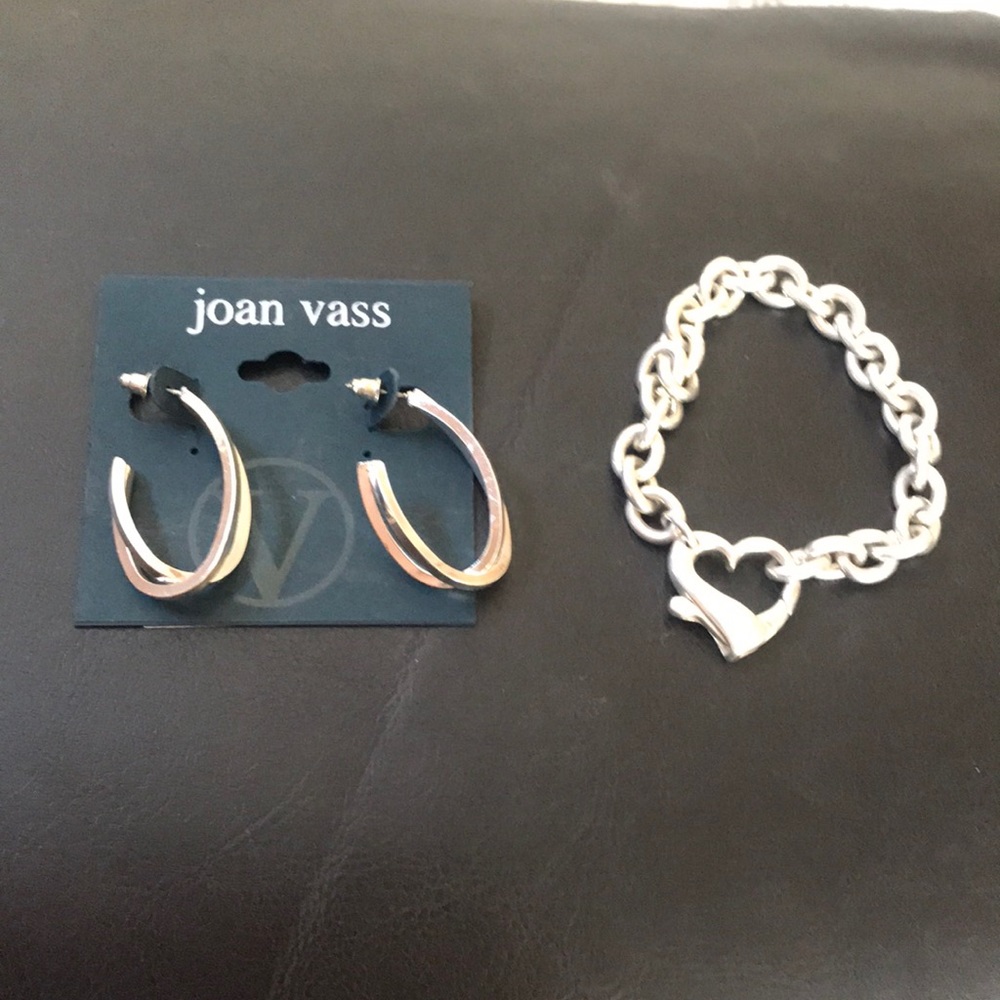 Joan Vass earrings with cute bracelet
